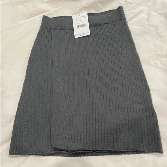 Free People Charcoal Ribbed Knit Mini Skirt - Picture 2 of 8